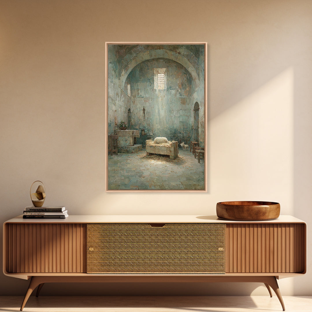 Sanctuary Manger Peace | Framed Canvas Print | Christian Wall Art | Vintage Christian Art | Christian Art Canvas | Christian Painting | Sub