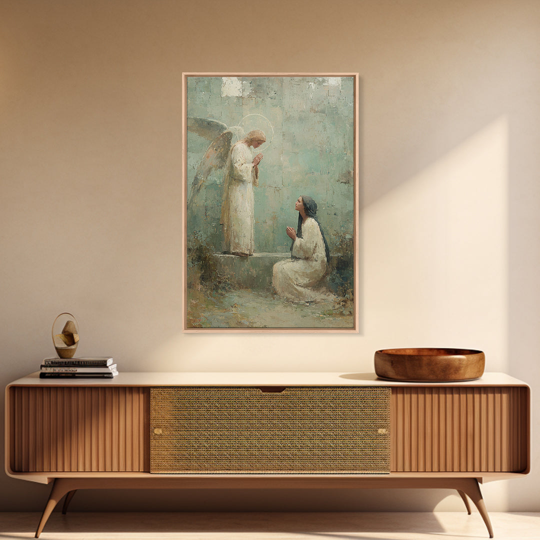 Angel Of Grace | Framed Canvas Print | Christian Art | Christian Wall Art | Christian Art Canvas | Vintage Christian Painting | Christian G