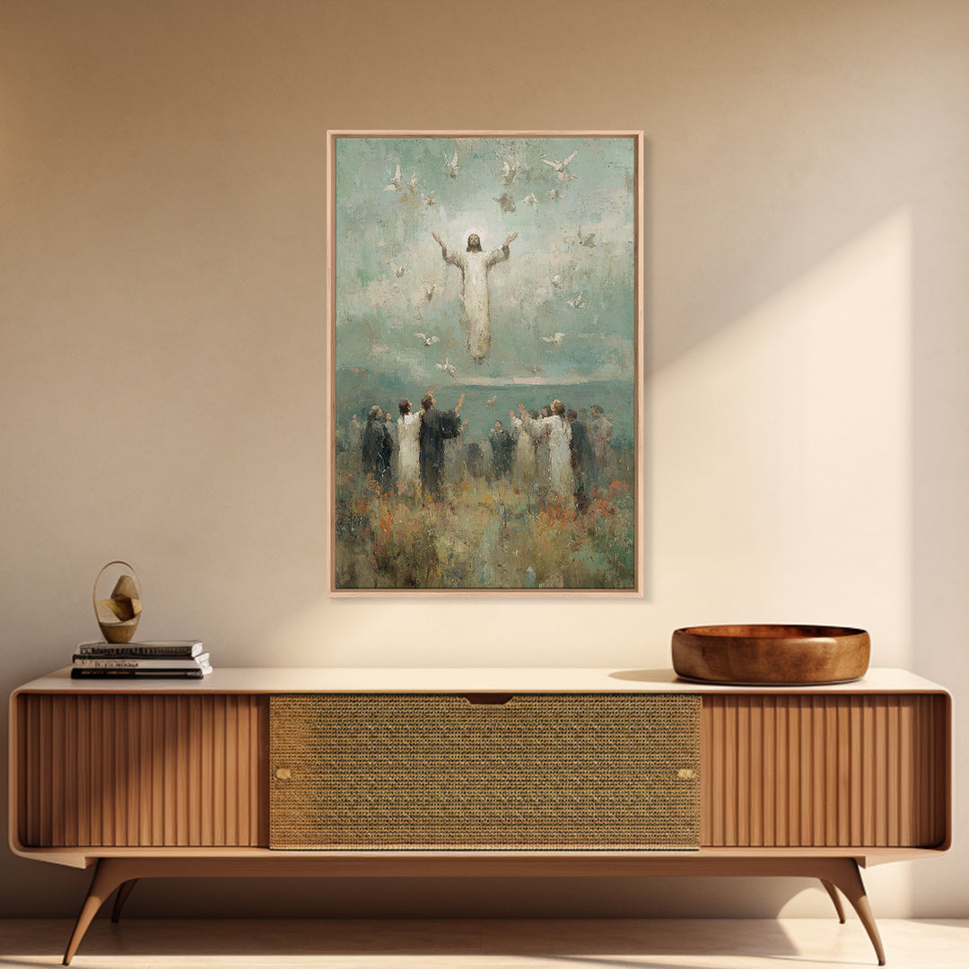 Ascension Light, Framed Canvas Print, Christian Art Canvas, Christian Wall Art, Jesus Painting, Modern Christian Painting, Christian Christ