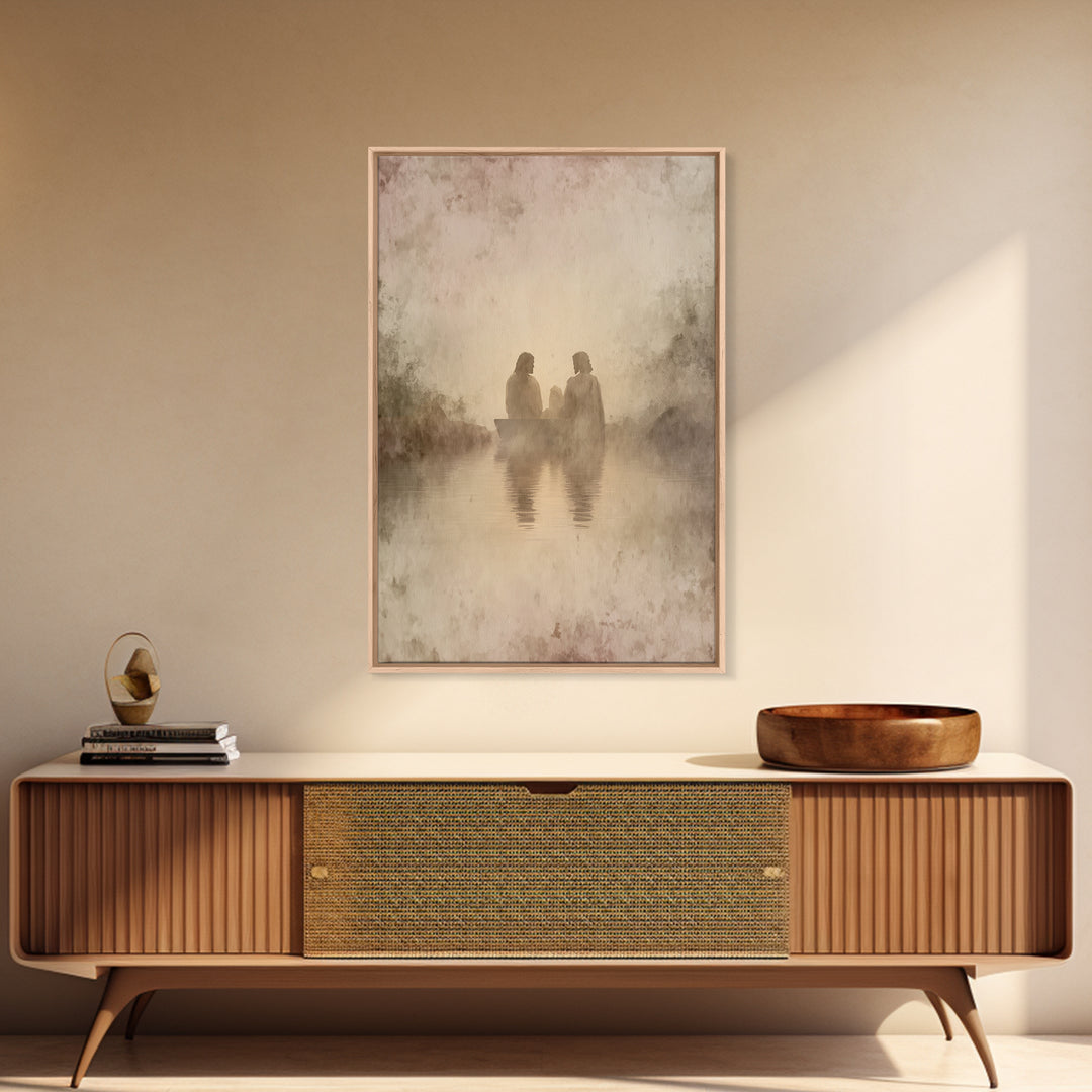 Baptism Light, Framed Canvas Print, Christian Wall Art, Christian Art Painting, Subtle Christian Paintings, Large Christian Art, Christian