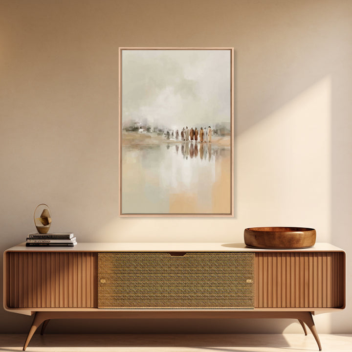 Gathered At Waters, Framed Canvas Print, Christian Art Prints, Christian Wall Art, Abstract Christian Art, Minimalist Christian Art, Christ