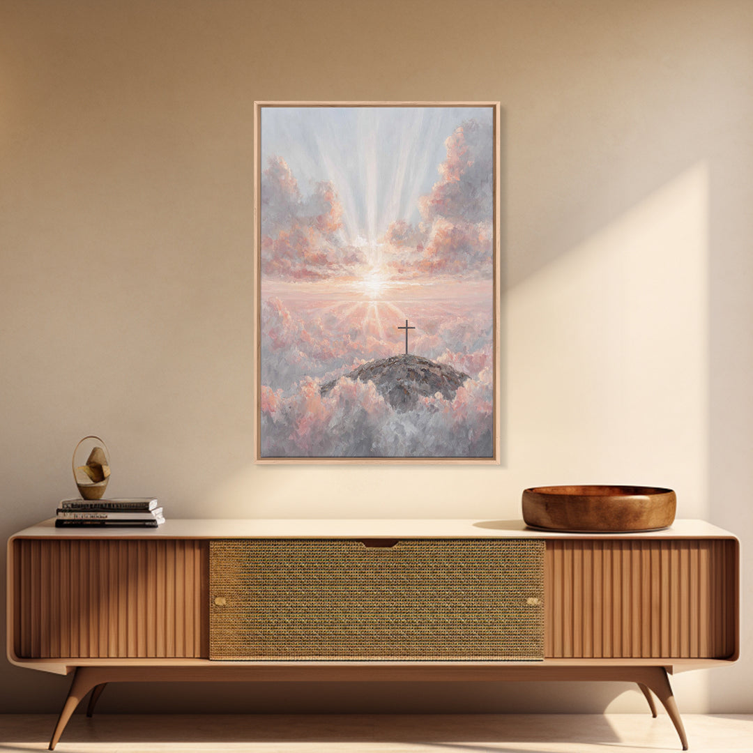 Dawn Of Salvation, Framed Canvas Print, Christian Wall Art, Christian Art Canvas, Modern Christian Art, Christian Paintings, Christian Deco