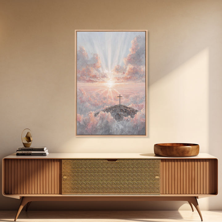 Dawn Of Salvation, Framed Canvas Print, Christian Wall Art, Christian Art Canvas, Modern Christian Art, Christian Paintings, Christian Deco