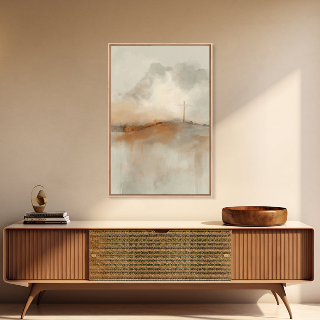 Valley Of Mercy – Framed Canvas Print – Christian Wall Art – Minimalist Christian Art – Christian Art Canvas – Subtle Christian Art – Chris