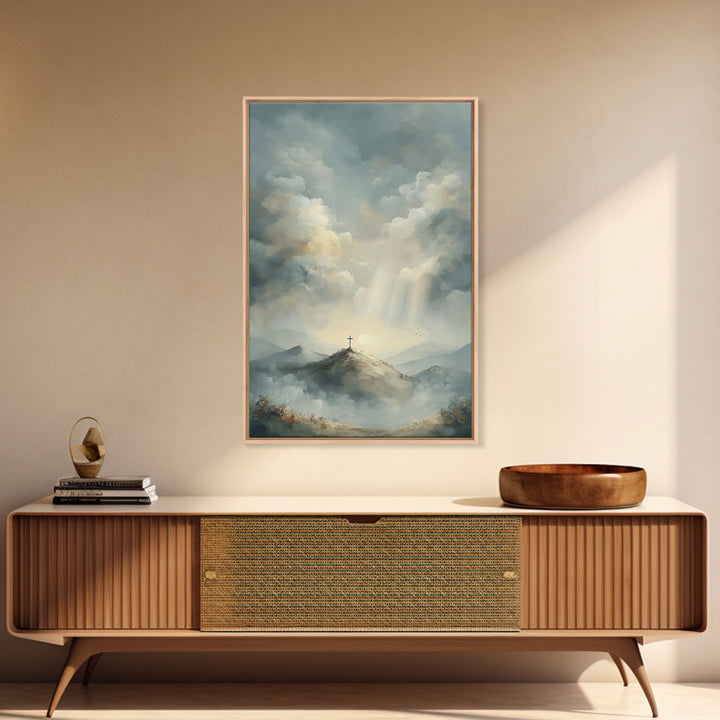 Heaven’s Summit | Framed Canvas Print | Christian Art Canvas | Christian Wall Art | Large Christian Art | Modern Christian Painting | Chris