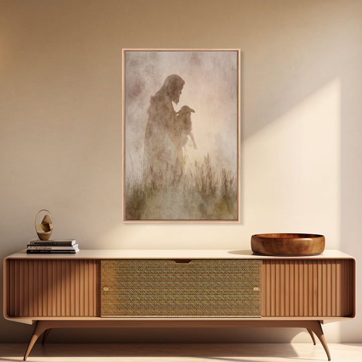 Shepherd Of Light, Framed Canvas Print, Christian Wall Art, Jesus Painting, Christian Art Canvas, Subtle Christian Art, Christian Decor For
