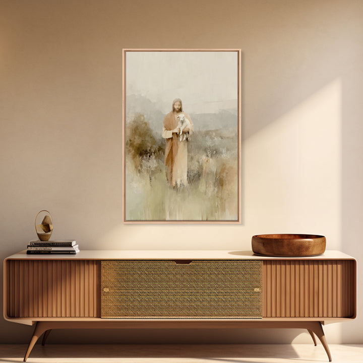 Shepherd’s Embrace, Framed Canvas Print, Christian Art Prints, Jesus Painting Canvas, Moody Christian Art, Christian Art Canvas, Christian