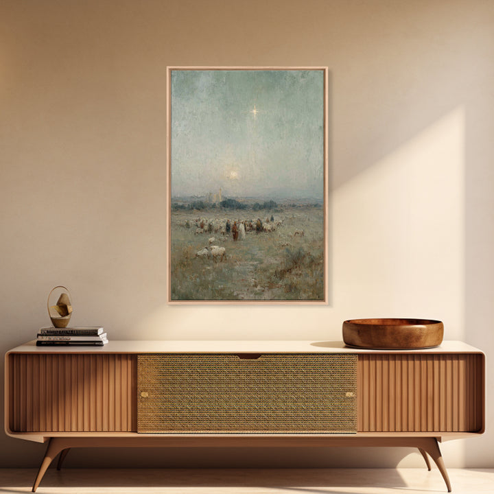 Star Of Bethlehem – Framed Canvas Print – Christian Wall Art – Christmas Art Prints – Christian Art Canvas – Vintage Christian Art – Christ