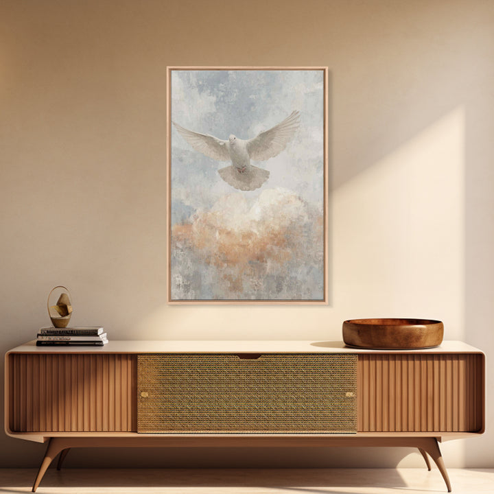 Heavenly Dove Light – Framed Canvas Print – Christian Wall Art – Christian Art Canvas – Christian Christmas Art – Christian Decor – Christi