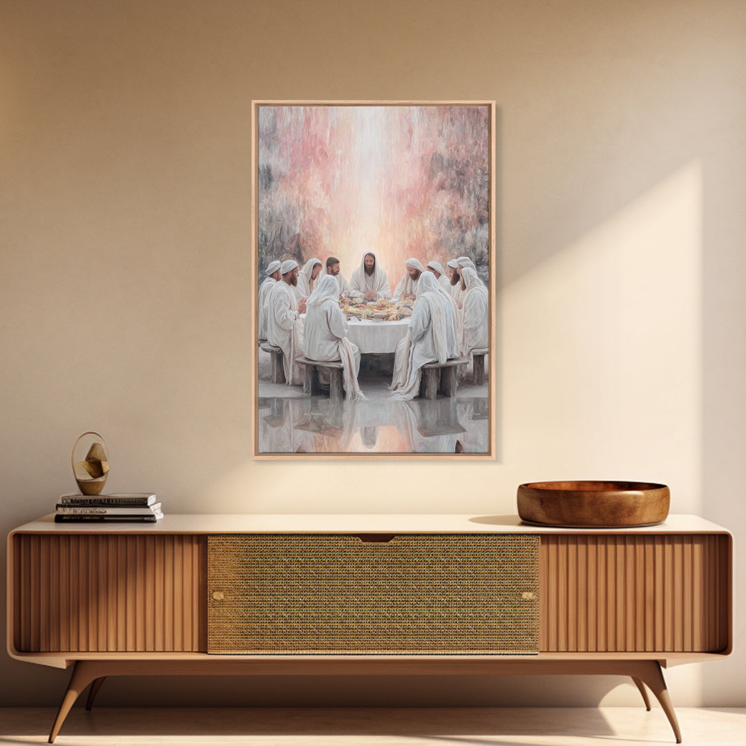 Heavenly Communion – Framed Canvas Print – Jesus Painting – Christian Art – Christian Wall Art – Christmas Art – Christian Christmas Decor