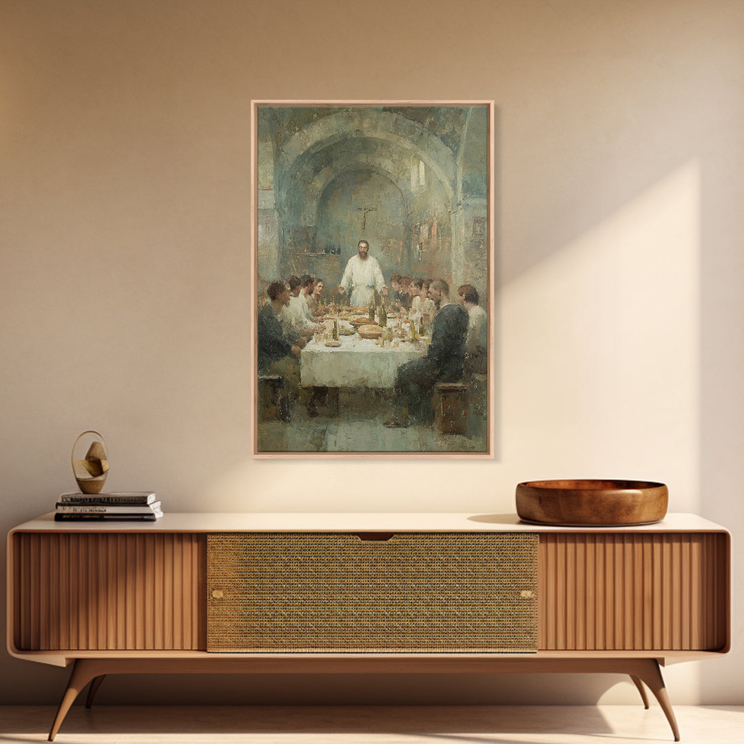 Holy Banquet – Framed Canvas Print – Christian Wall Art – Christian Art Canvas – Jesus Painting – Christmas Art – Christian Art Gift – Chri
