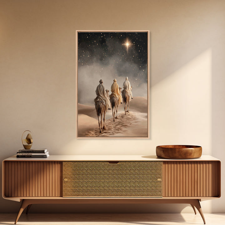 Desert Kings Journey, Framed Canvas Print, Christian Wall Art, Christian Christmas Art, Christian Art Canvas, Christmas Canvas Wall Art, Je
