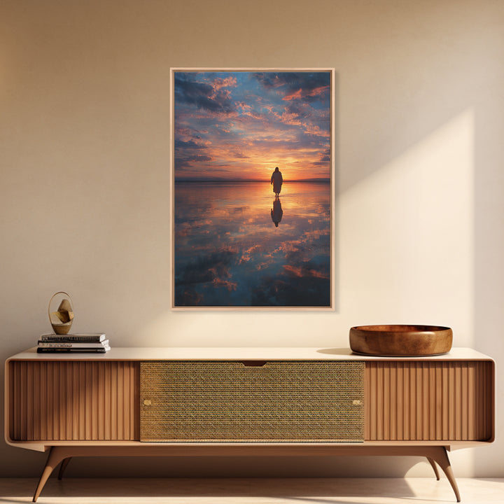 Sacred Reflection – Framed Canvas Print – Christian Wall Art – Christian Art Canvas – Jesus Painting – Modern Christian Art