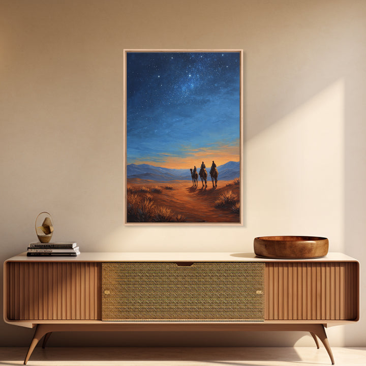 Starry Desert Trail – Framed Canvas Print – Christian Art Canvas – Christmas Art Prints – Christian Christmas Art – Christian Wall Art