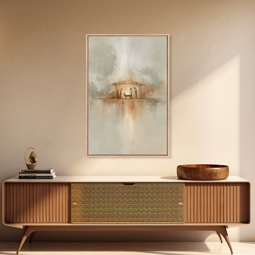 Radiant Manger Light – Framed Canvas Print – Christian Wall Art – Christian Art Canvas – Christmas Art – Christian Christmas Art – Christia