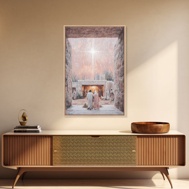Celestial Nativity, Framed Canvas Print, Christian Wall Art, Christian Art Canvas, Christmas Art, Christian Christmas Art, Christian Decora
