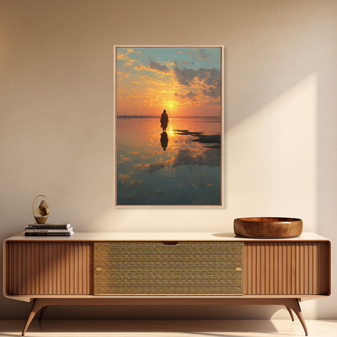 Sunset Messiah – Framed Canvas Print – Christian Wall Art – Christian Art Canvas – Large Jesus Painting – Christian Painting – Christian Ar