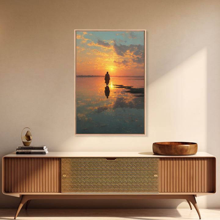 Sunset Messiah – Framed Canvas Print – Christian Wall Art – Christian Art Canvas – Large Jesus Painting – Christian Painting – Christian Ar