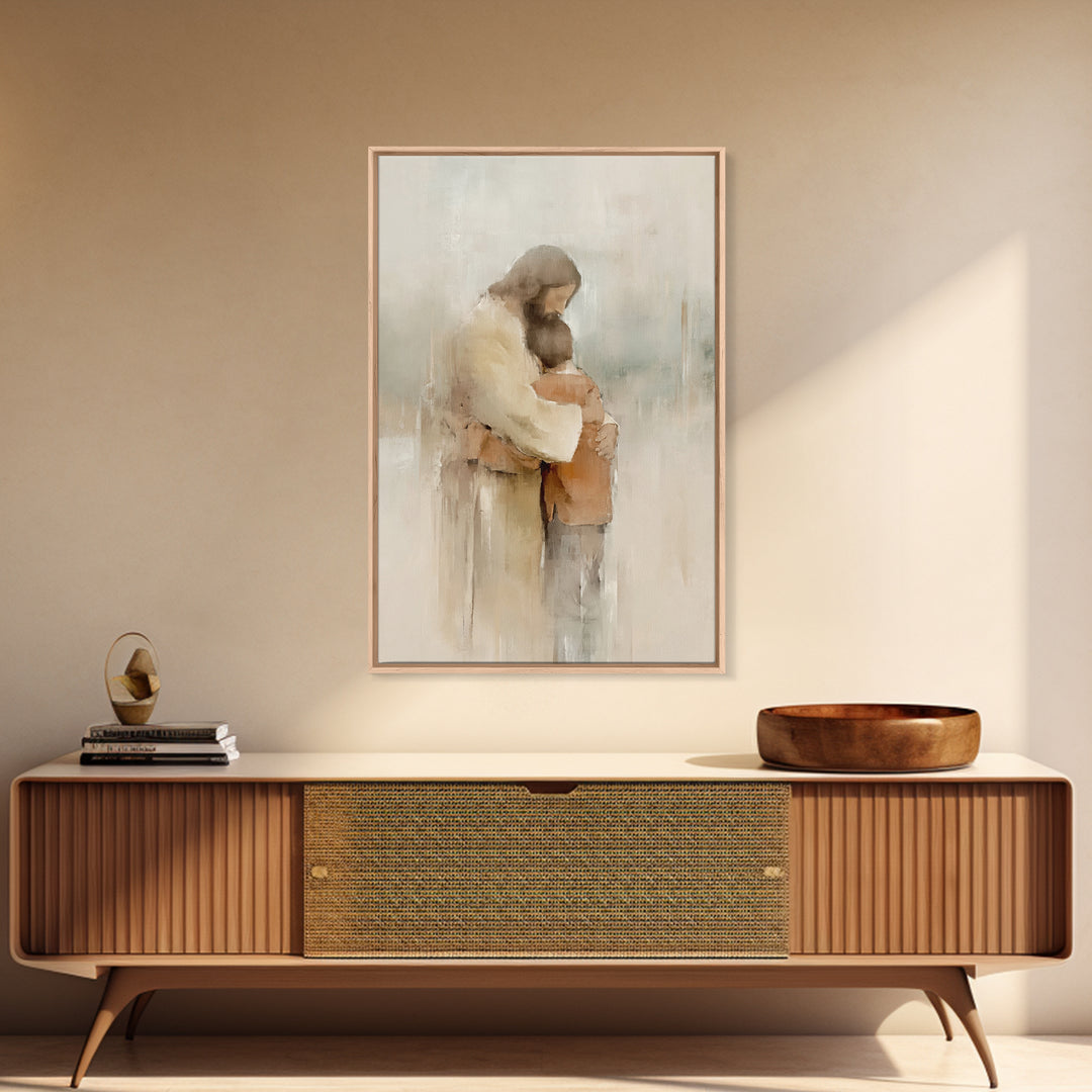 Everlasting Embrace – Framed Canvas Print – Christian Wall Art – Christian Art Canvas – Jesus Painting – Christian Art Print – Subtle Chris