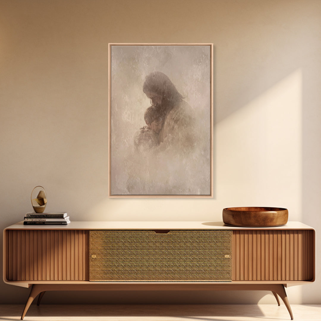 Shelter Of Peace – Framed Canvas Print – Christian Wall Art – Christian Art Canvas – Christian Art Work – Minimalist Christian Art – Christ