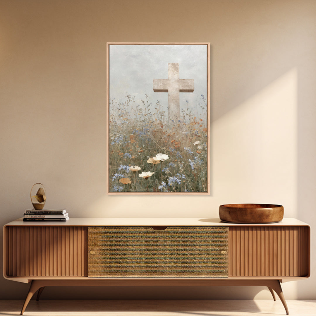 Garden Of Hope – Framed Canvas Print – Christian Wall Art – Christian Art Canvas – Christian Art Work – Christian Decor – Minimalist Christ
