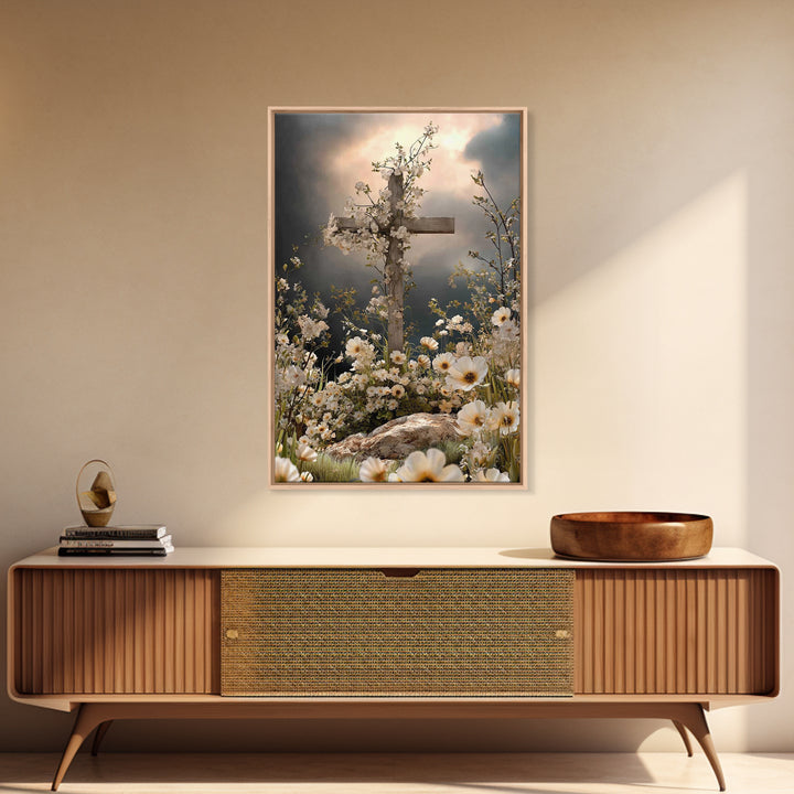 Blossoms Of Grace - Framed Canvas Print - Christian Wall Art - Christian Art Canvas - Jesus Painting - Christian Decor - Christian Gift