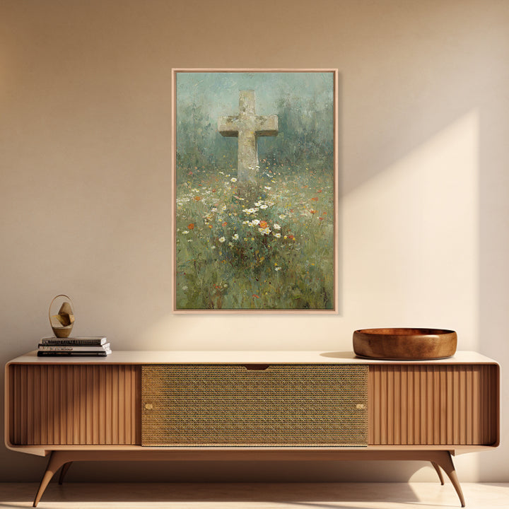 Field Of Mercy - Framed Canvas Print - Christian Art Print - Vintage Christian Art - Christian Wall Art - Christian Painting - Christian Ho