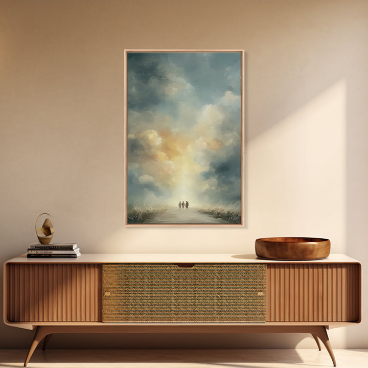 Heavenly Walk Light – Framed Canvas Print – Christian Wall Art – Jesus Painting – Christian Art Canvas – Christian Christmas Art