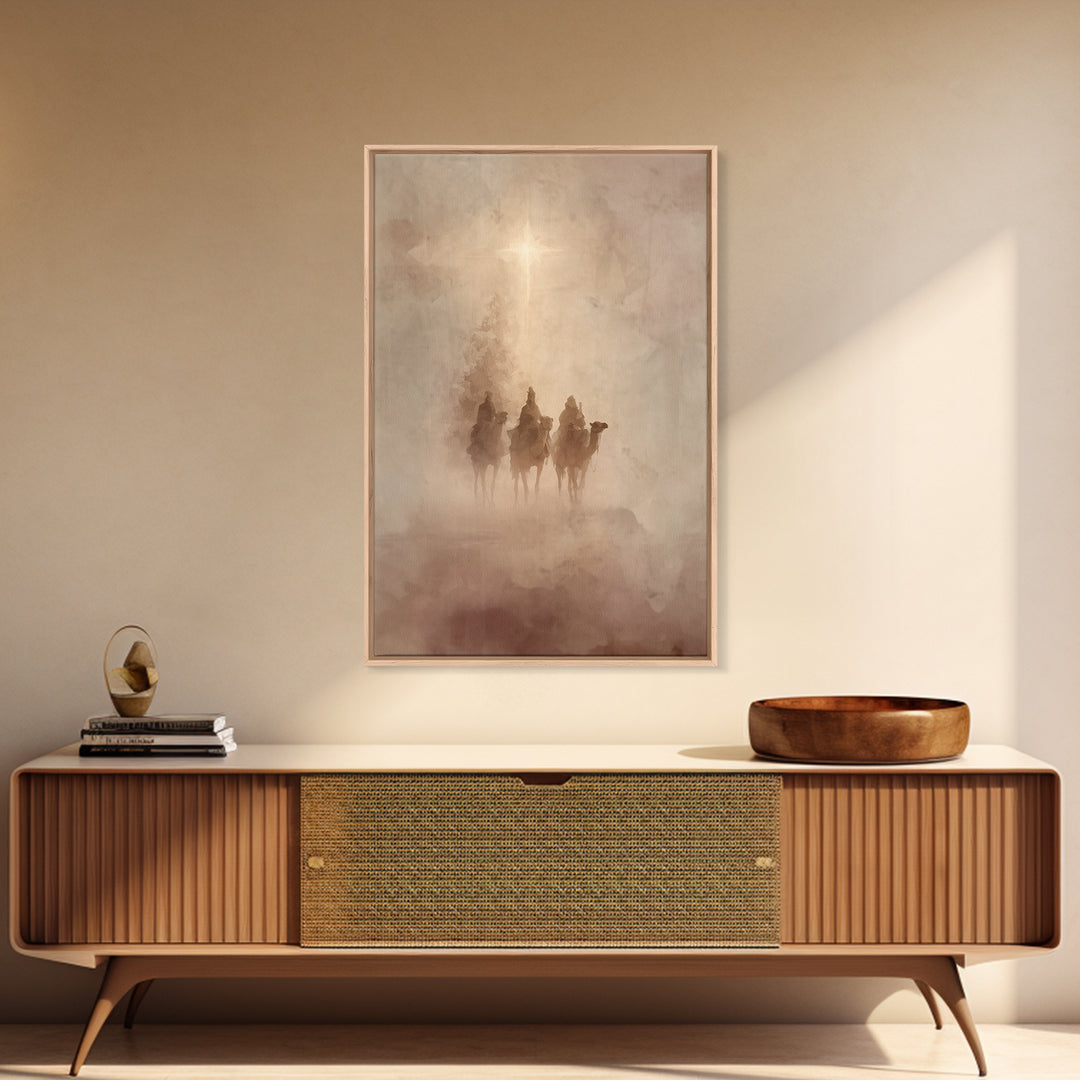 Three Kings Rising – Framed Canvas Print – Christian Christmas Art – Christian Art Canvas – Christmas Wall Art – Christian Wall Art – Chris