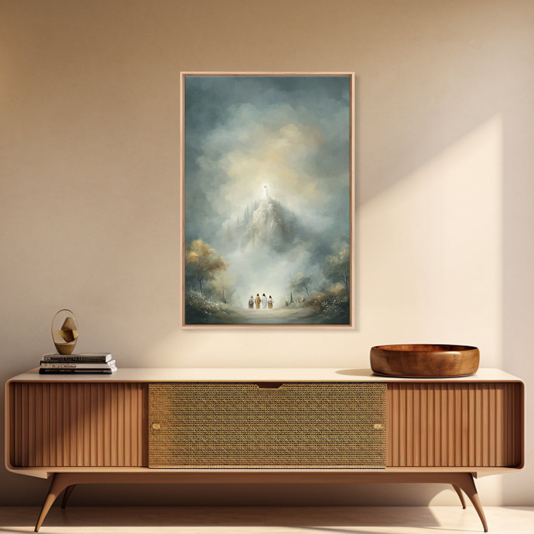 Mountain Glory Light, Framed Canvas Print, Christian Wall Art, Christian Art Canvas, Jesus Painting, Modern Christian Art, Christian Gift I