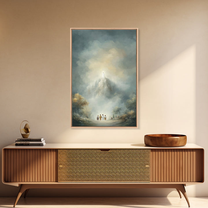 Mountain Glory Light, Framed Canvas Print, Christian Wall Art, Christian Art Canvas, Jesus Painting, Modern Christian Art, Christian Gift I