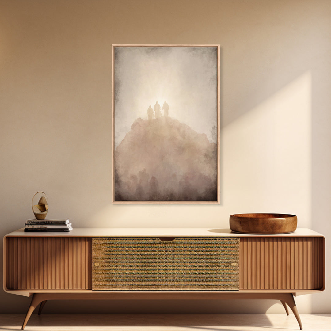 Sacred Summit Vision | Framed Canvas Print | Christian Wall Art | Jesus Painting | Christian Art Canvas | Modern Christian Art | Christian