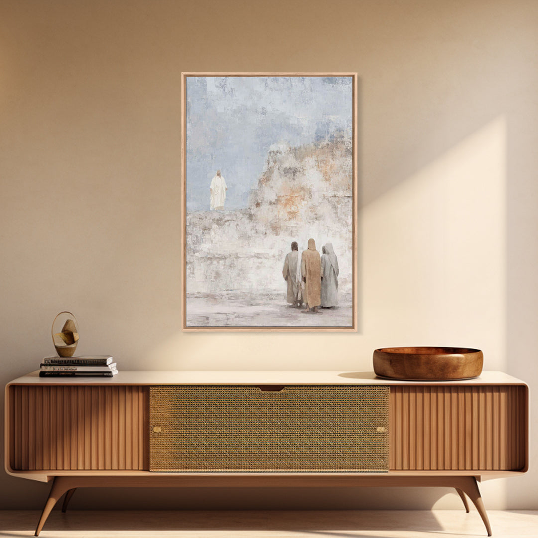 Holy Peak Radiance | Framed Canvas Print | Christian Art Canvas | Christian Wall Art | Jesus Painting | Modern Christian Art | Christian Gi