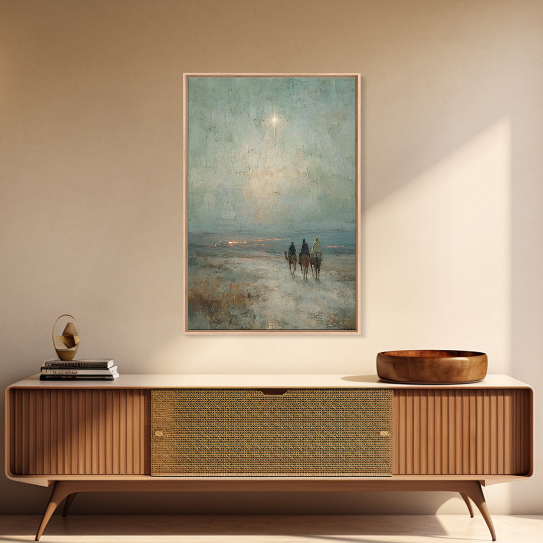 Night Caravan – Framed Canvas Print – Jesus Painting – Christian Wall Art – Christian Christmas Art – Christian Art Canvas