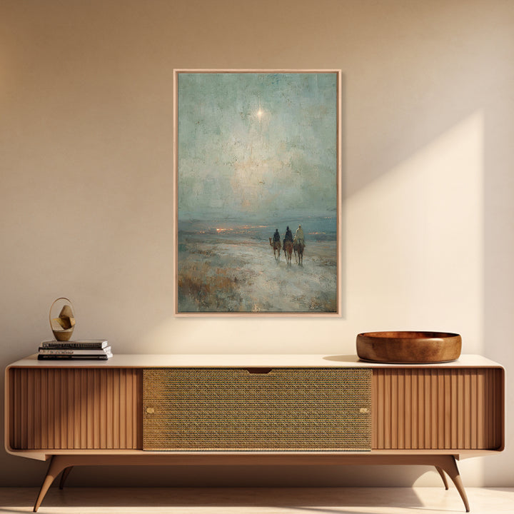 Night Caravan – Framed Canvas Print – Jesus Painting – Christian Wall Art – Christian Christmas Art – Christian Art Canvas