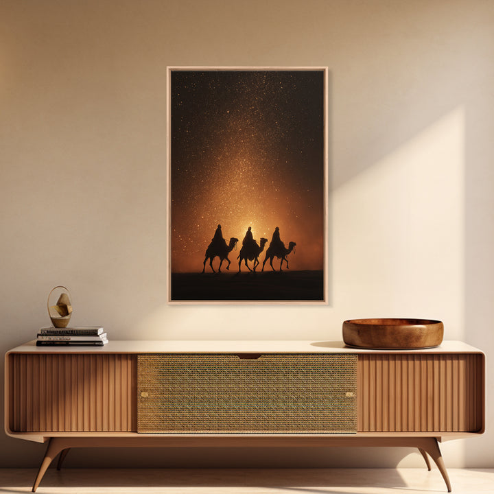 Golden Heavens – Framed Canvas Print – Christian Art Canvas – Christian Wall Art – Christian Christmas Art – Jesus Painting