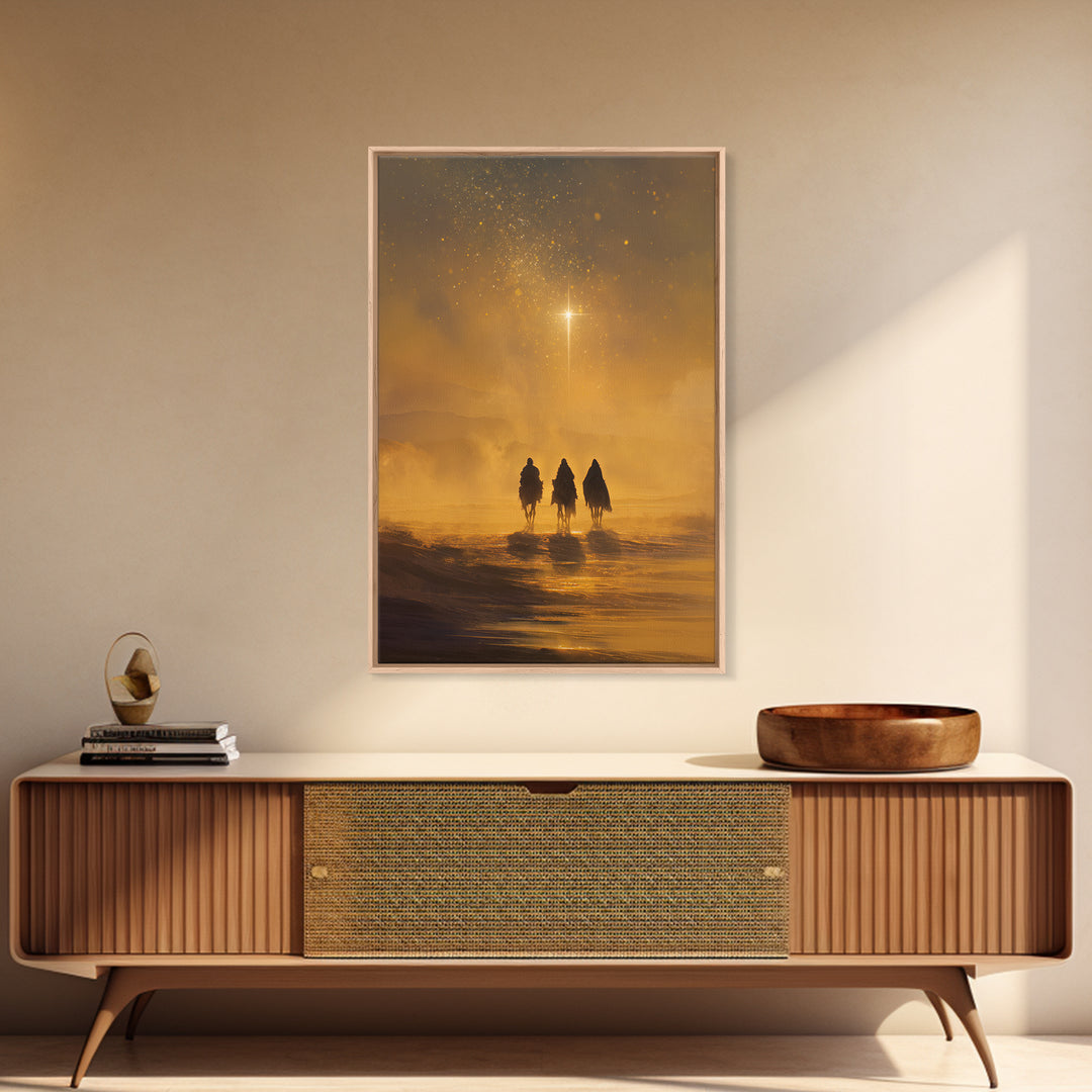 Golden Starpath – Framed Canvas Print – Christian Christmas Art – Christian Art Canvas – Jesus Painting – Christian Wall Art – Christmas Ar