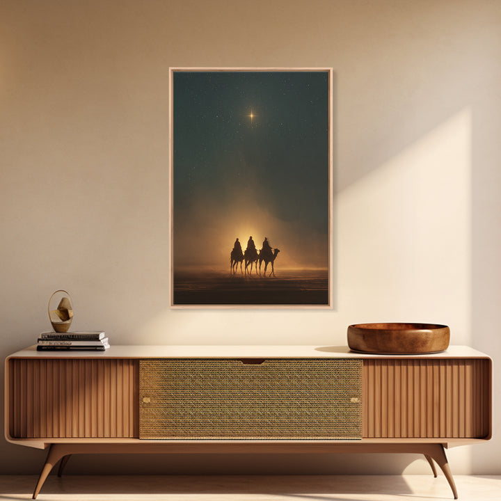 Desert Star Journey – Framed Canvas Print – Christian Art Canvas – Christian Christmas Art – Christmas Wall Art – Christian Decor – Christm