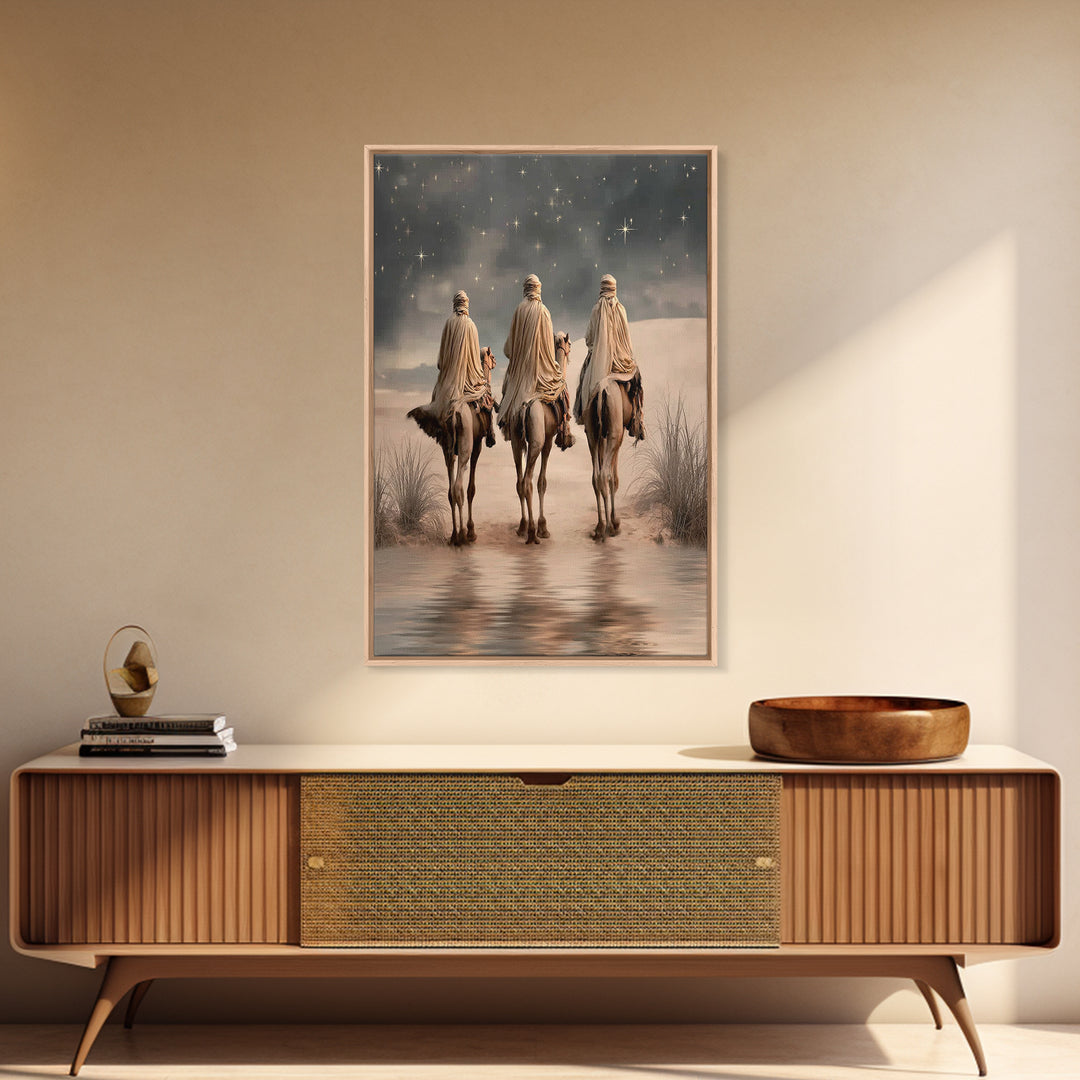 Three Kings Light – Framed Canvas Print – Christian Wall Art – Christmas Art – Christian Art Canvas – Christian Christmas Art – Christian D