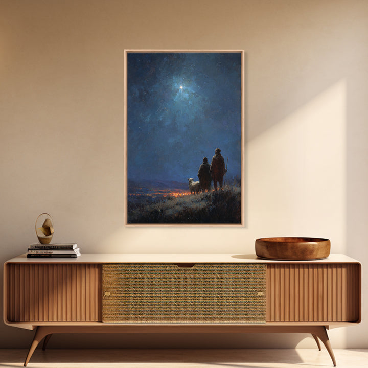 Night Watch Star – Framed Canvas Print – Christian Christmas Art – Christian Wall Art – Christian Art Canvas – Christmas Art – Christian De