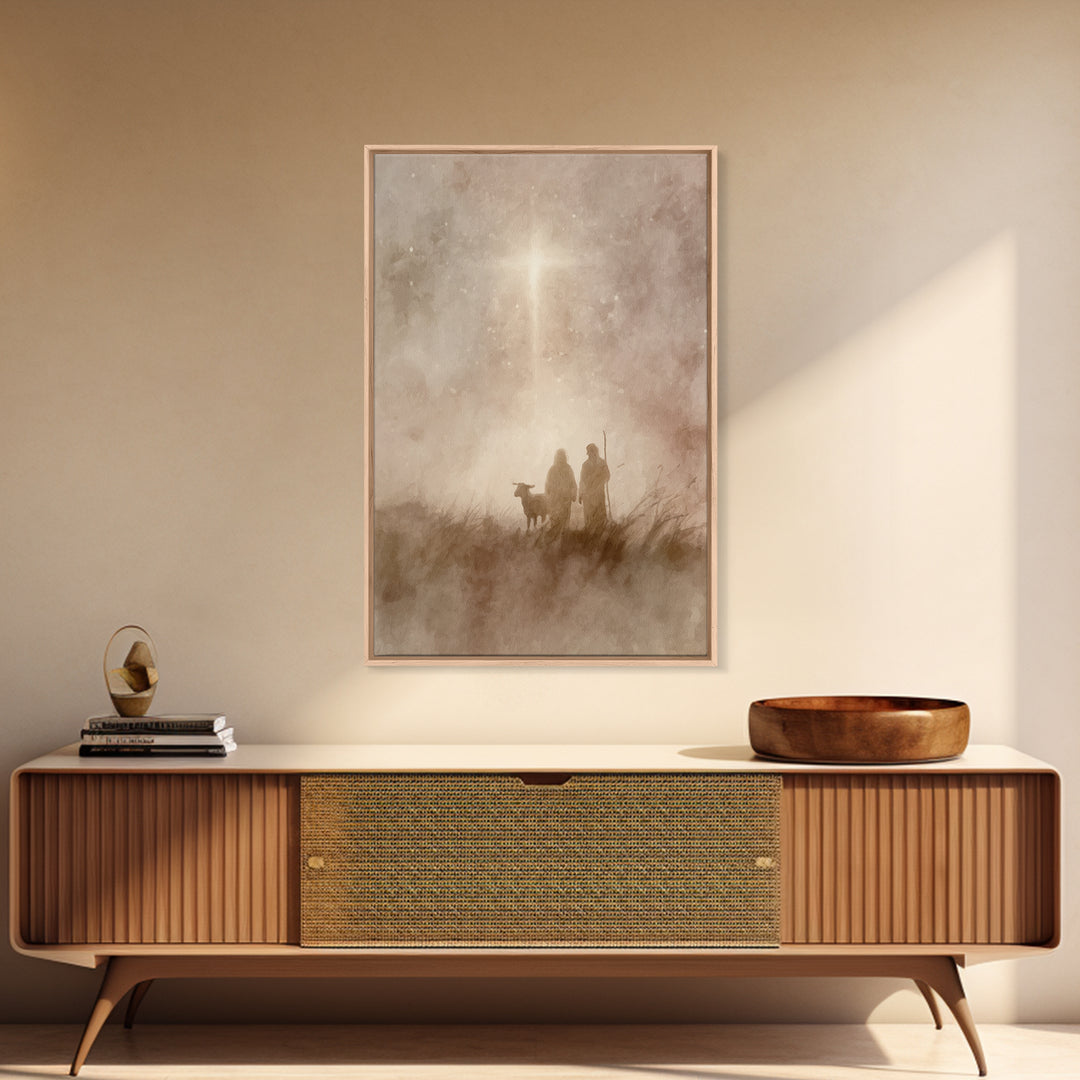 Shepherds At Dawn – Framed Canvas Print – Christian Art Canvas – Christian Christmas Art – Christian Art – Christian Wall Art – Christmas A