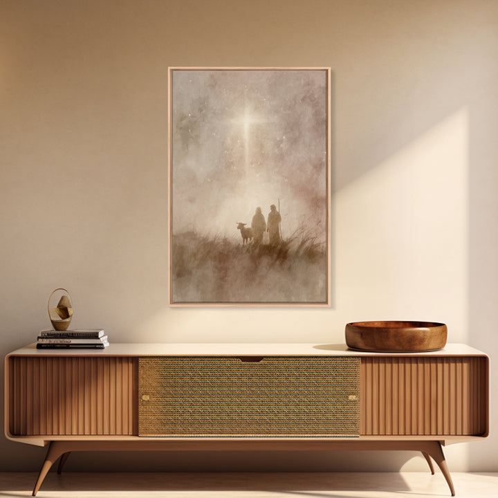 Shepherds At Dawn – Framed Canvas Print – Christian Art Canvas – Christian Christmas Art – Christian Art – Christian Wall Art – Christmas A