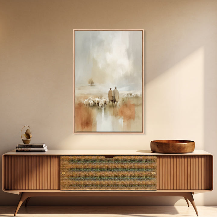 Pasture of Promise – Framed Canvas Print – Christian Wall Art – Christian Art Canvas – Christmas Art – Christian Christmas Decor – Christia