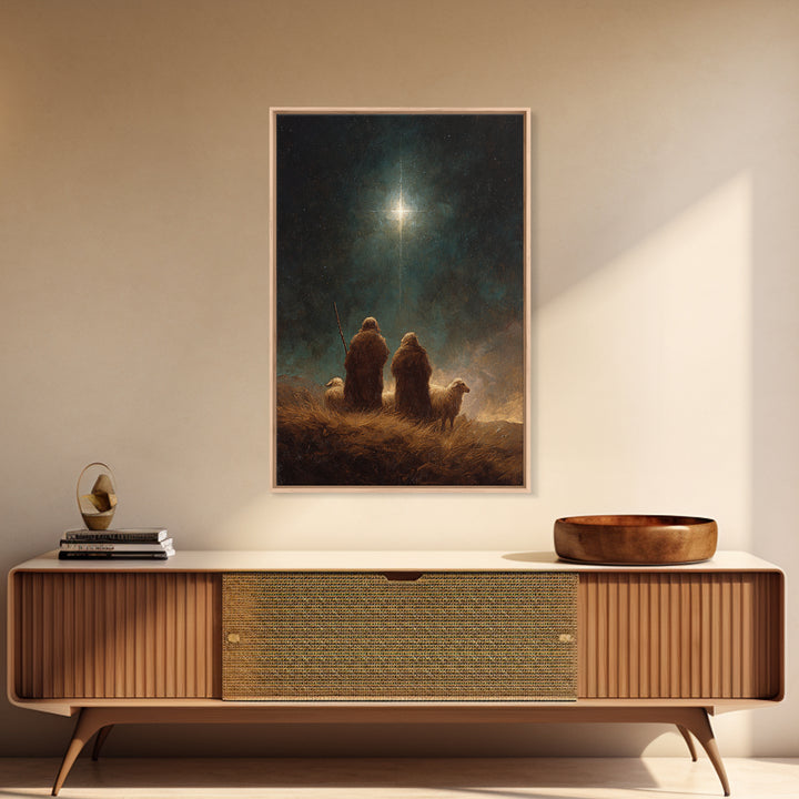 Shepherds’ Holy Night – Framed Canvas Print – Christian Art Canvas – Christian Wall Art – Christian Christmas Art – Christmas Art – Christi