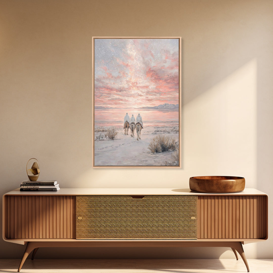 Desert Morning Light, Framed Canvas Print, Christian Art Canvas, Christmas Wall Art, Christian Christmas Decor, Modern Christian Art, Jesus
