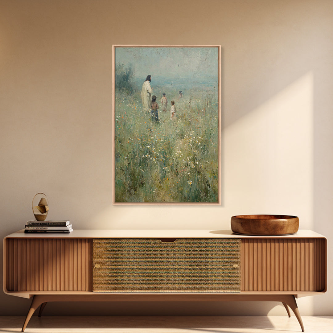 Meadow Of Joy – Framed Canvas Print – Christian Wall Art – Christian Art Canvas – Vintage Christian Art – Christian Gift – Christian Painti
