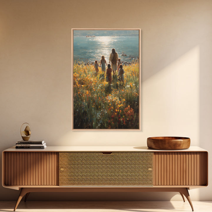 Light Of The Shore – Framed Canvas Print – Jesus Painting – Christian Wall Art – Large Christian Art – Christian Art Canvas – Christian Chr