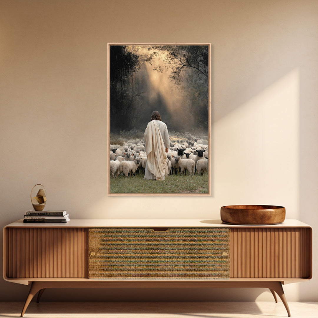 Dawn Of The Shepherd – Framed Canvas Print – Christian Wall Art – Jesus Painting – Christian Art Canvas – Christian Art – Moody Christian A
