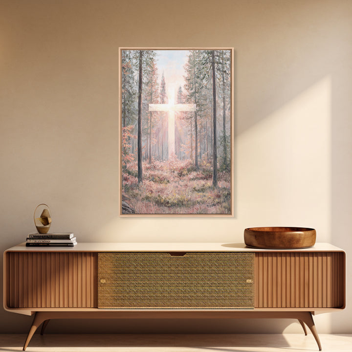 Glory In The Pines – Framed Canvas Print – Christian Art Canvas – Christian Wall Art – Christian Painting – Modern Christian Art – Christia