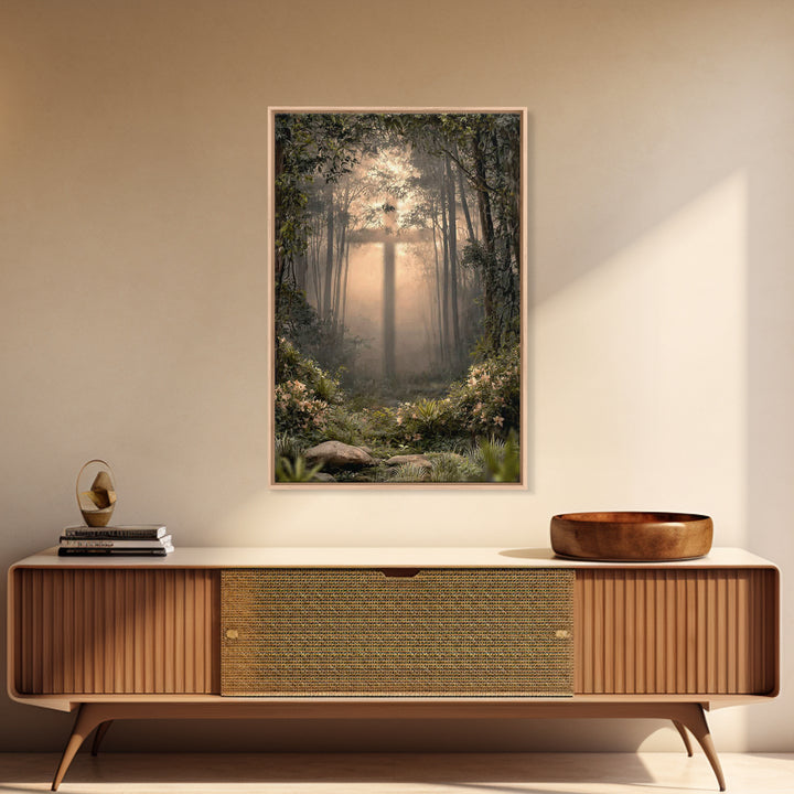 Forest Sanctuary – Framed Canvas Print – Christian Wall Art – Moody Christian Art – Christian Art Canvas – Christian Painting – Unique Chri